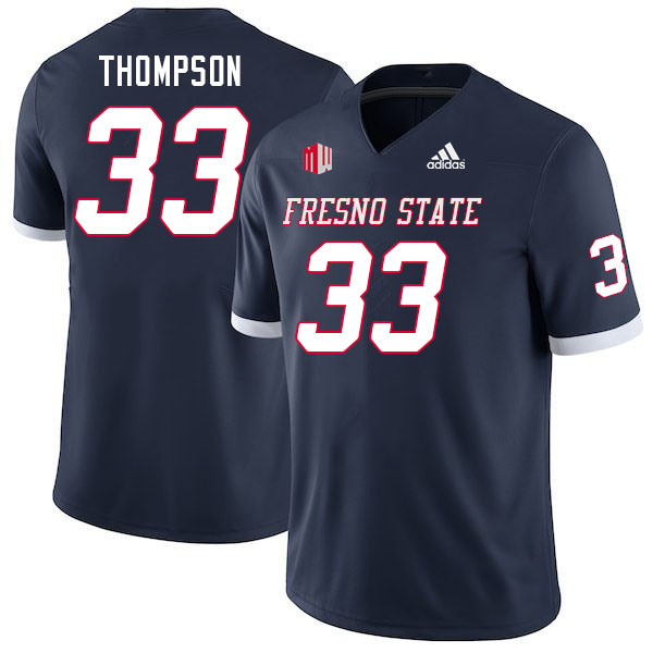Men #33 Makei Thompson Fresno State Bulldogs College Football Jerseys Stitched Sale-Navy